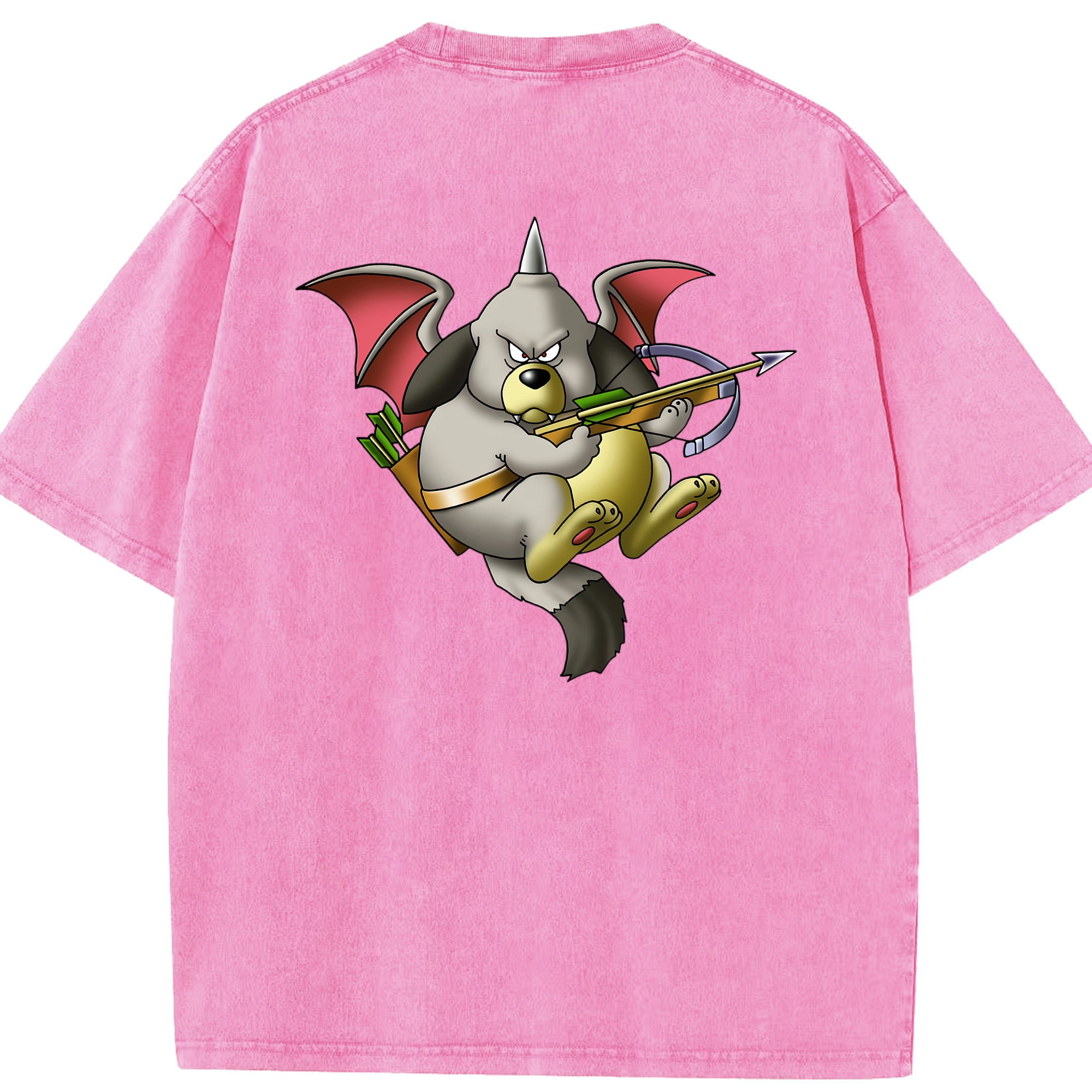 （画像用） ドラゴンクエスト Doragon Kuesuto Dragon Quest 綿100% ヴィンテージ風 半袖Tシャツ（背面プリント）